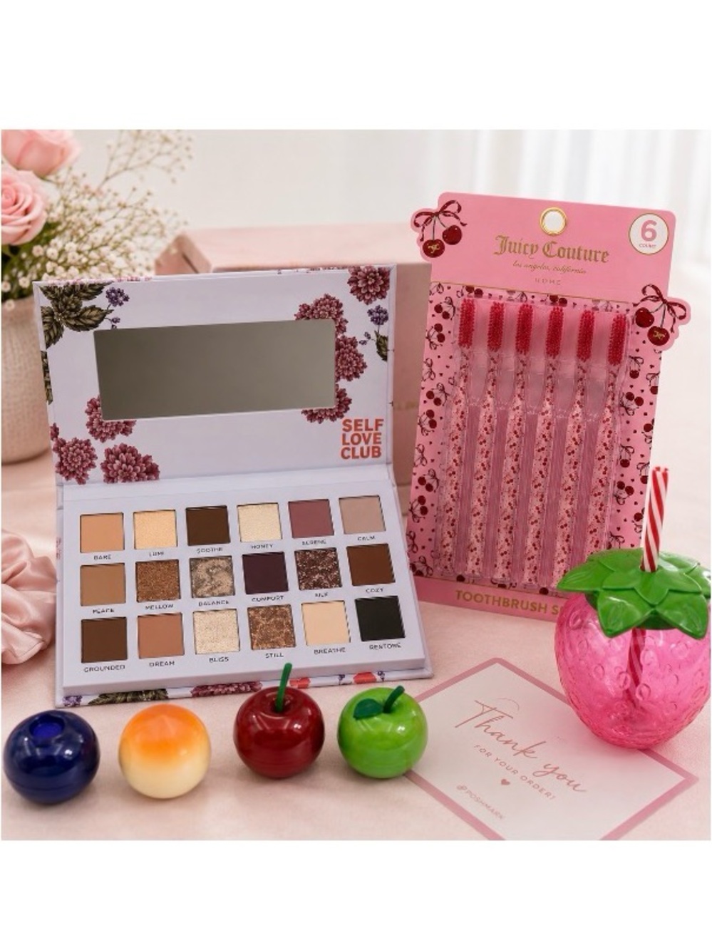 Beauty Bundle! Juicy Couture Toothbrushes, Fruit Lip Balm & Eyeshadow Palette